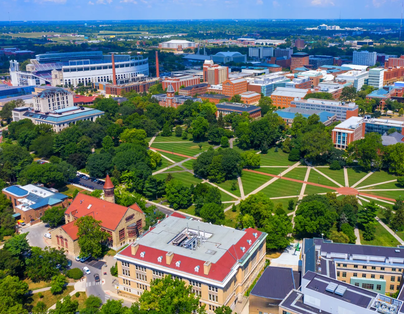 University campus aerial view